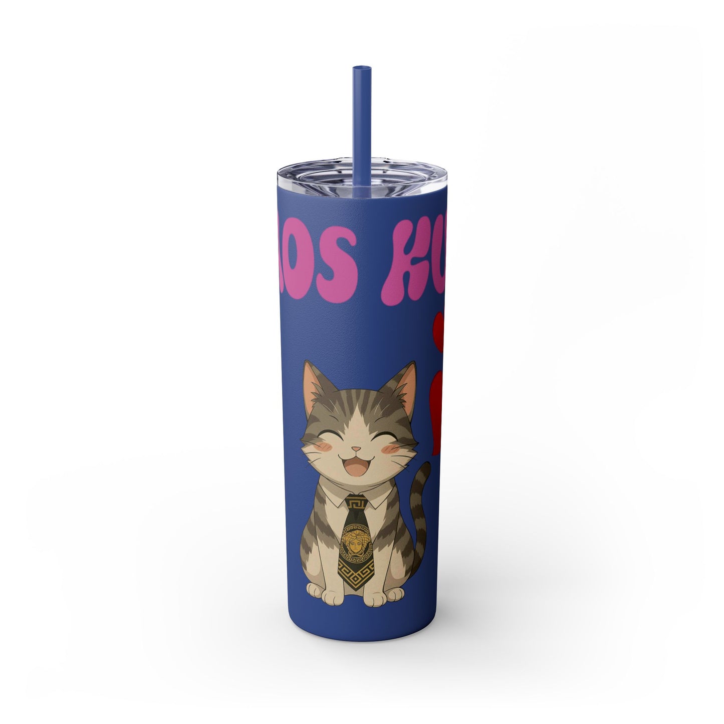 Cute Kaos Kubs Skinny Tumbler with Straw | 20oz Insulated Travel Cup