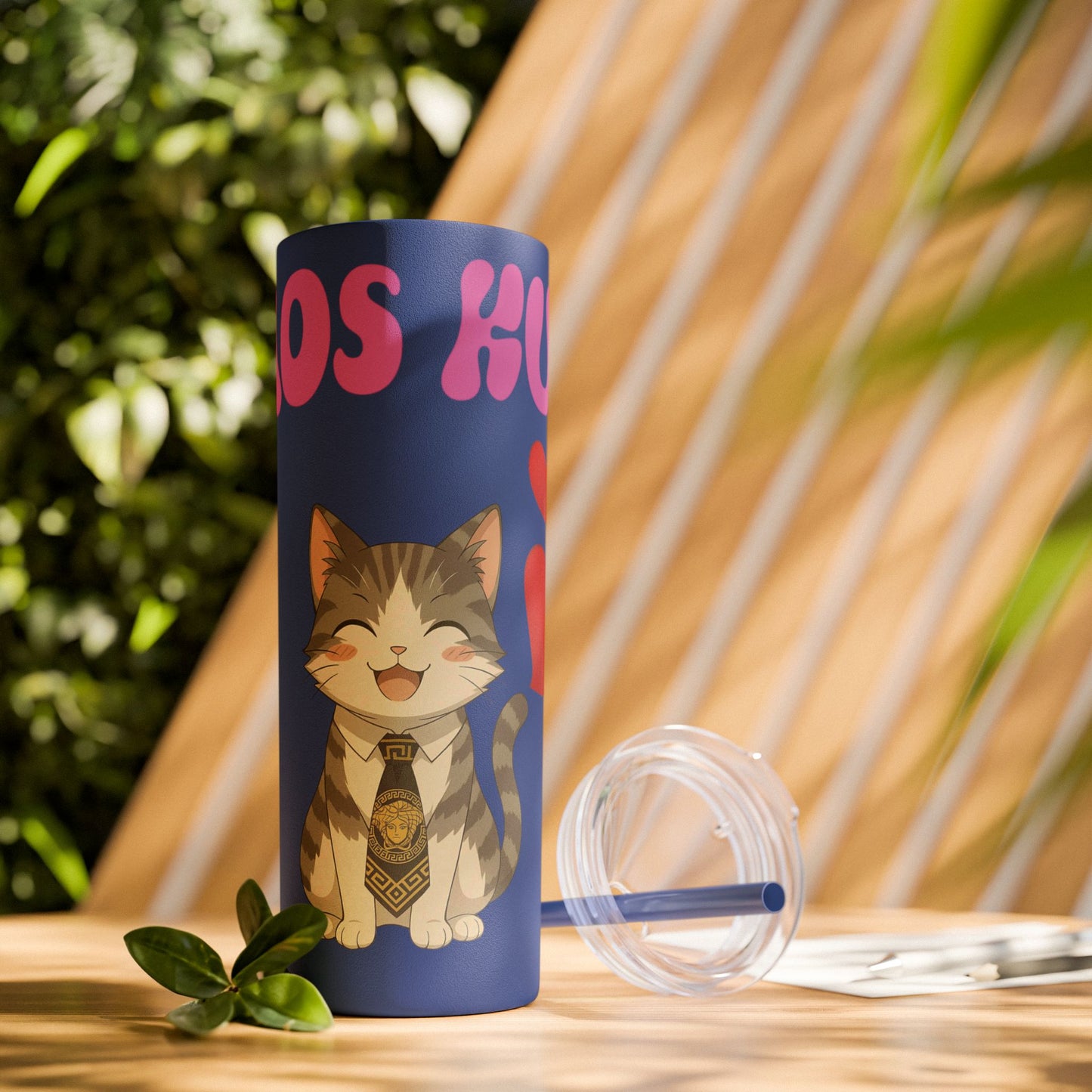 Cute Kaos Kubs Skinny Tumbler with Straw | 20oz Insulated Travel Cup