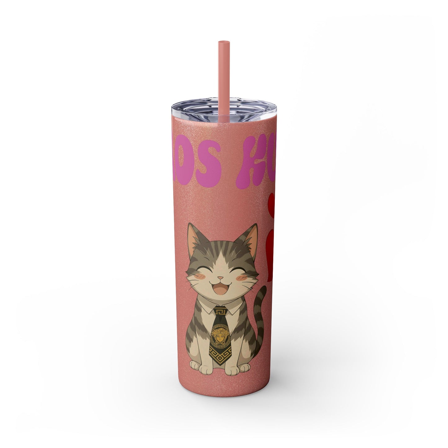 Cute Kaos Kubs Skinny Tumbler with Straw | 20oz Insulated Travel Cup