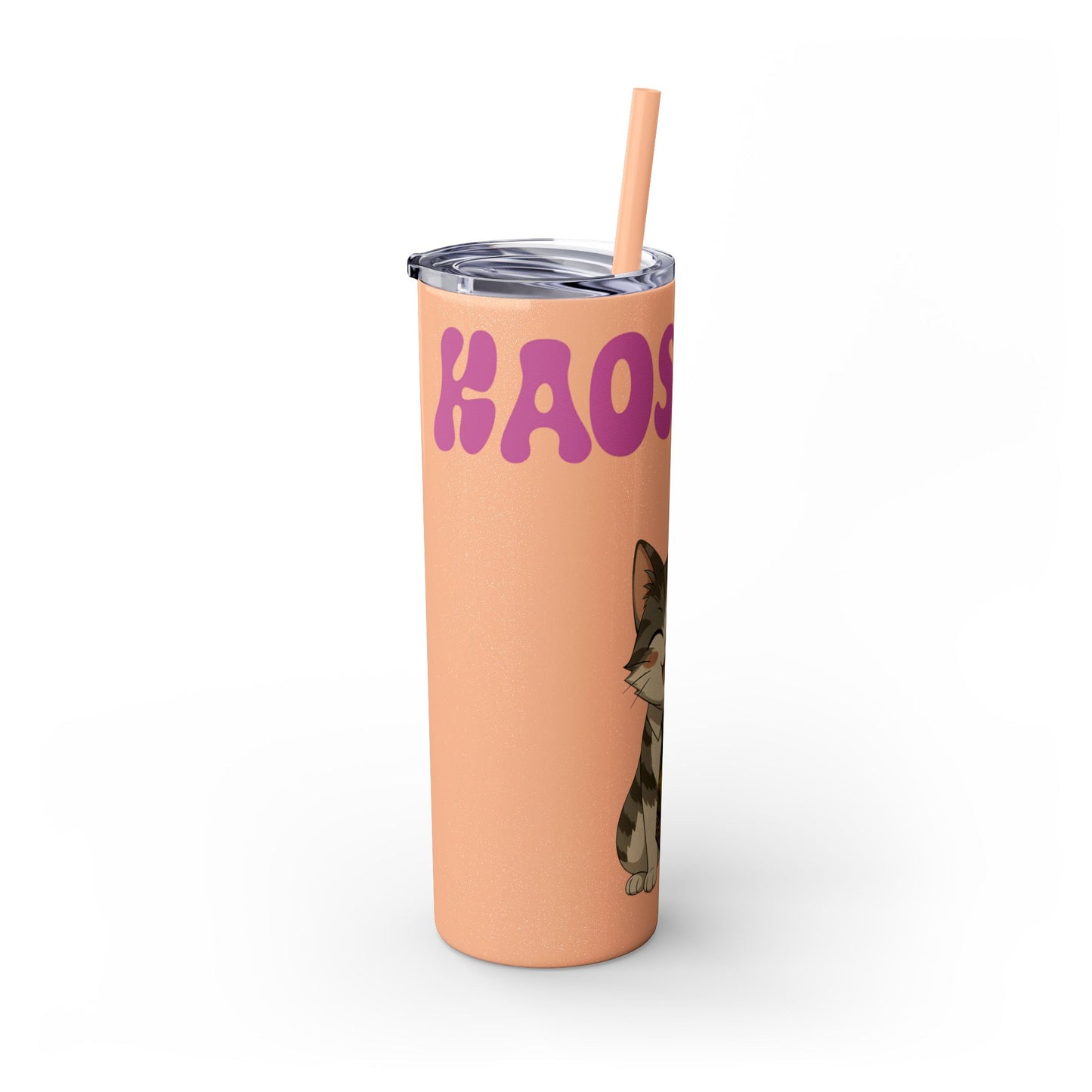 Cute Kaos Kubs Skinny Tumbler with Straw | 20oz Insulated Travel Cup