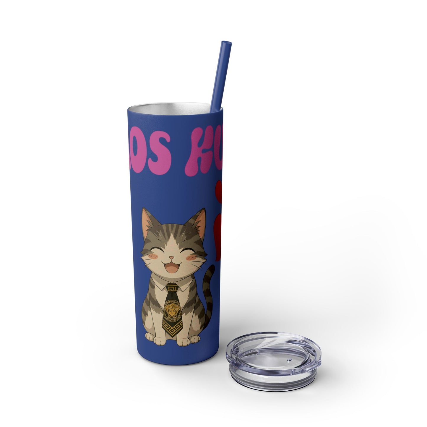 Cute Kaos Kubs Skinny Tumbler with Straw | 20oz Insulated Travel Cup