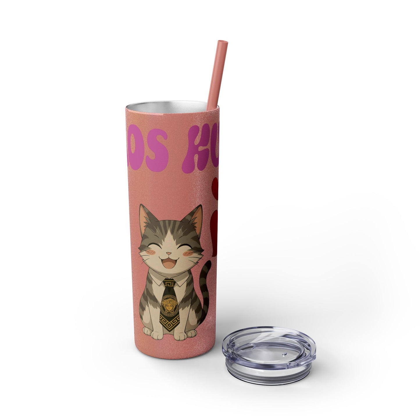 Cute Kaos Kubs Skinny Tumbler with Straw | 20oz Insulated Travel Cup