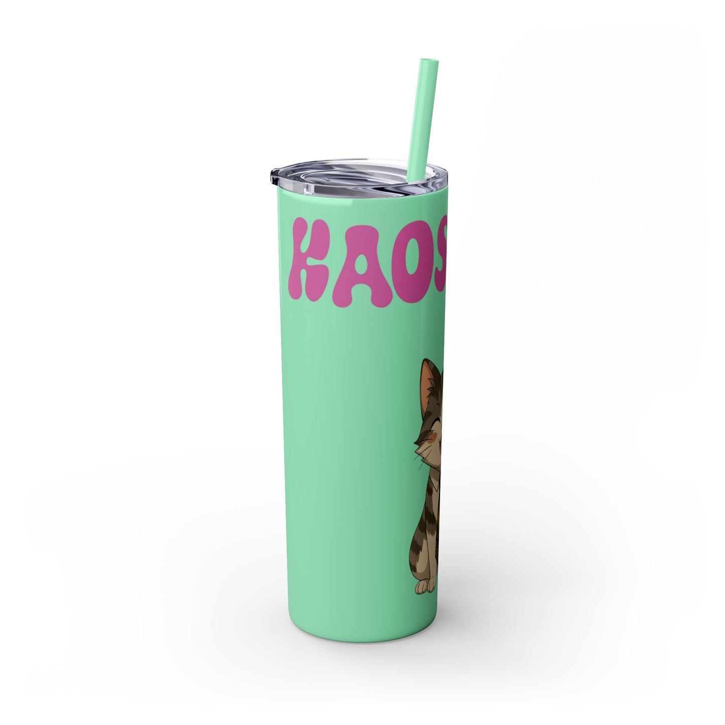 Cute Kaos Kubs Skinny Tumbler with Straw | 20oz Insulated Travel Cup