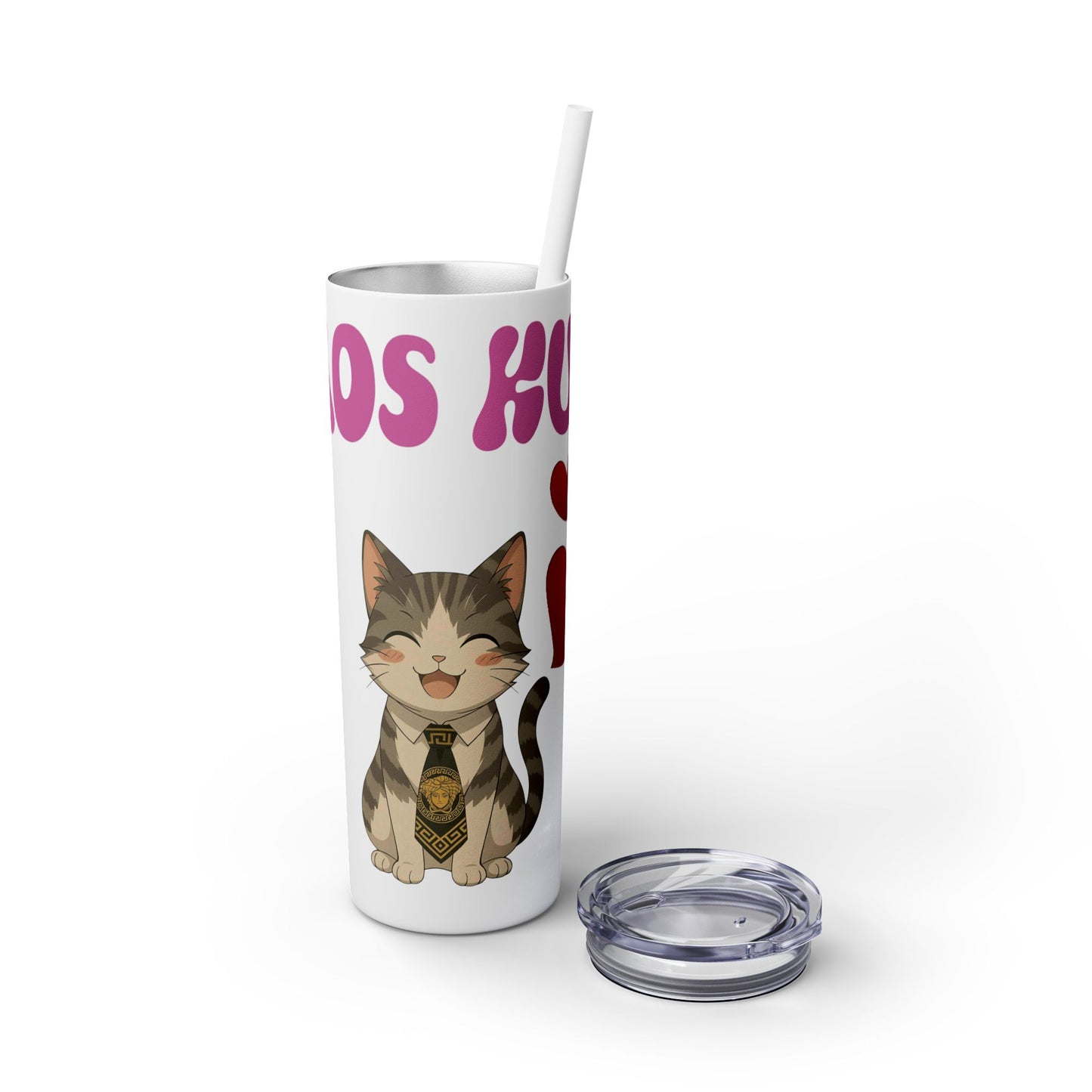 Cute Kaos Kubs Skinny Tumbler with Straw | 20oz Insulated Travel Cup