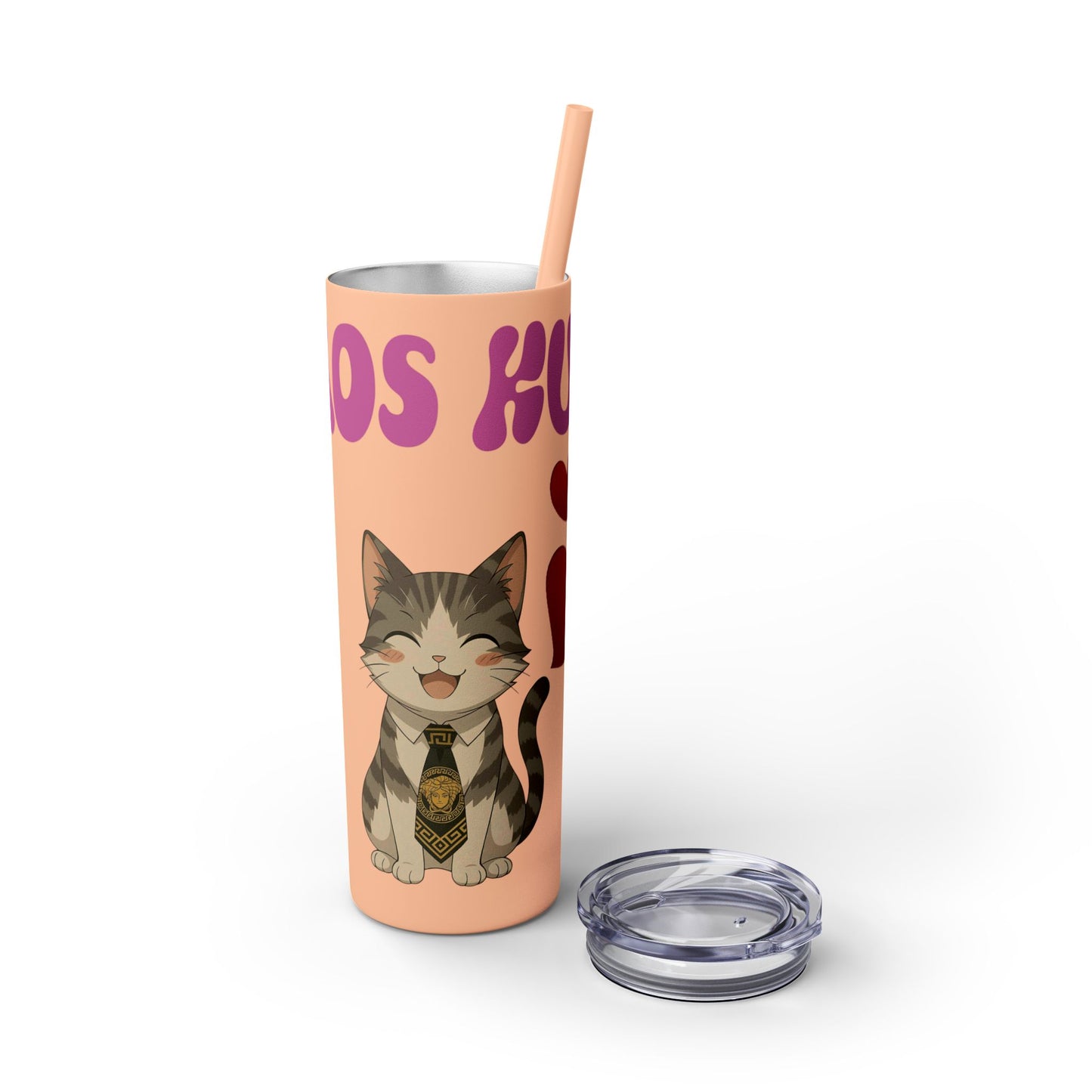 Cute Kaos Kubs Skinny Tumbler with Straw | 20oz Insulated Travel Cup