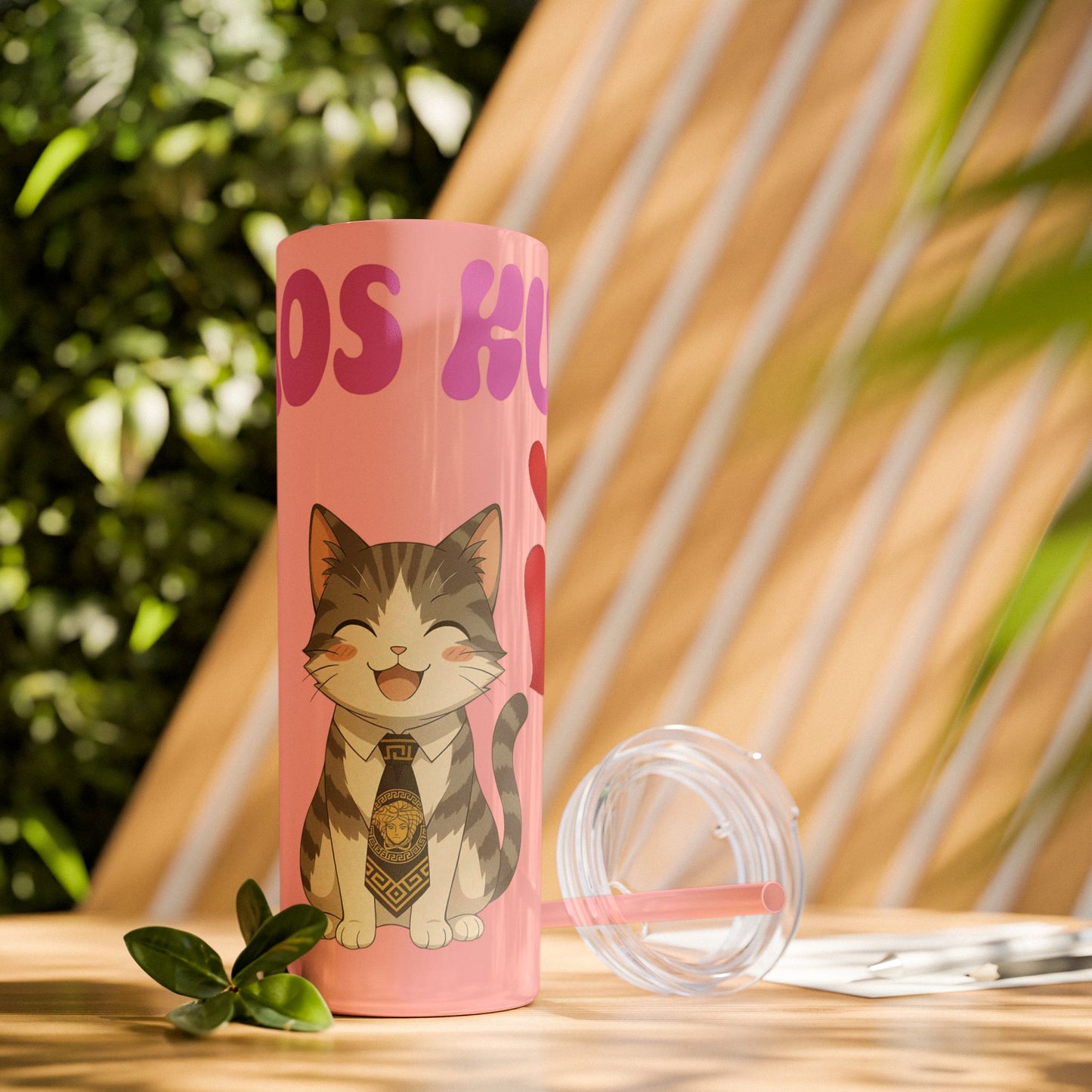 Cute Kaos Kubs Skinny Tumbler with Straw | 20oz Insulated Travel Cup