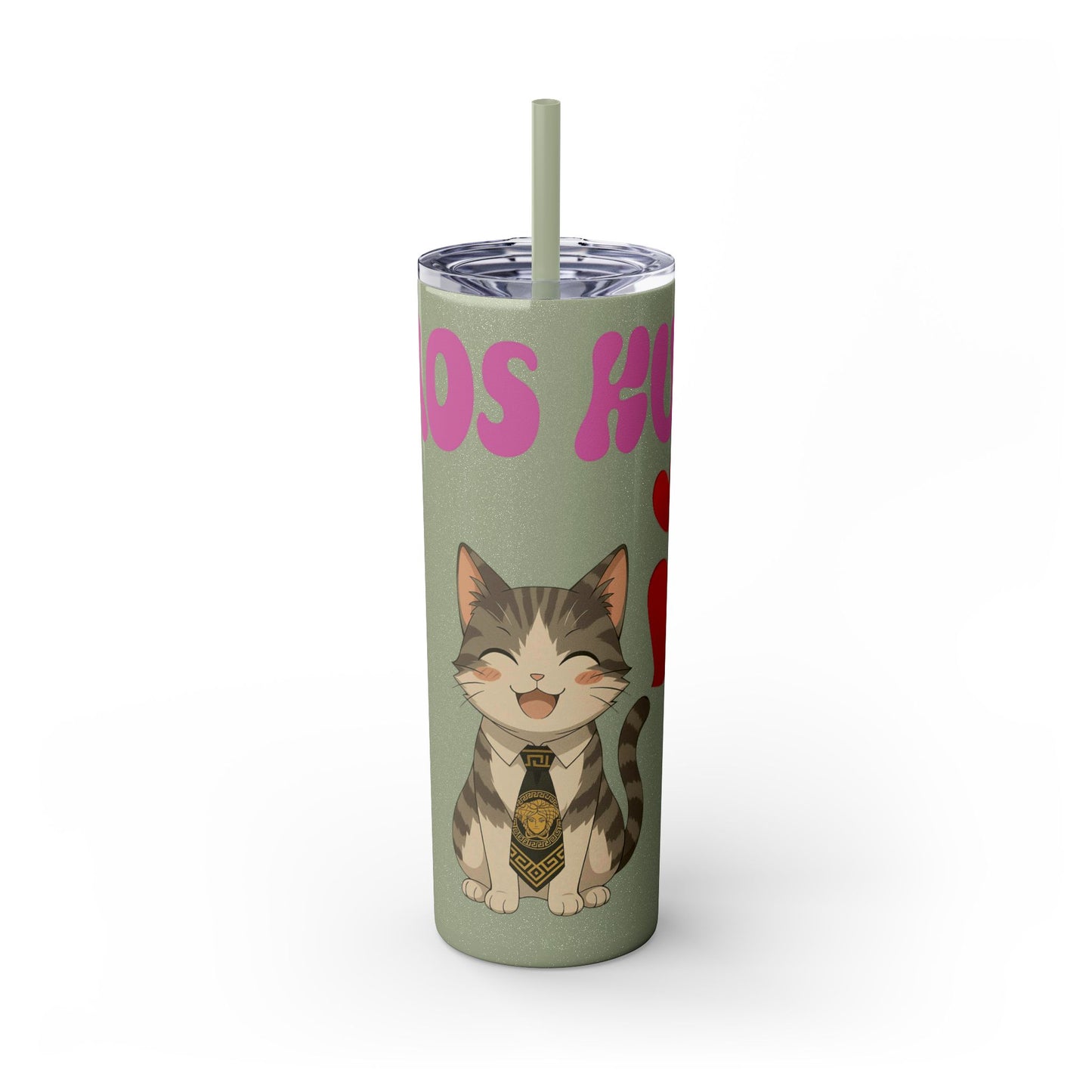 Cute Kaos Kubs Skinny Tumbler with Straw | 20oz Insulated Travel Cup