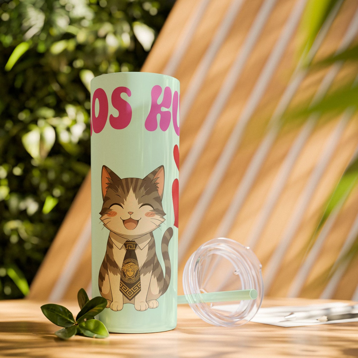 Cute Kaos Kubs Skinny Tumbler with Straw | 20oz Insulated Travel Cup