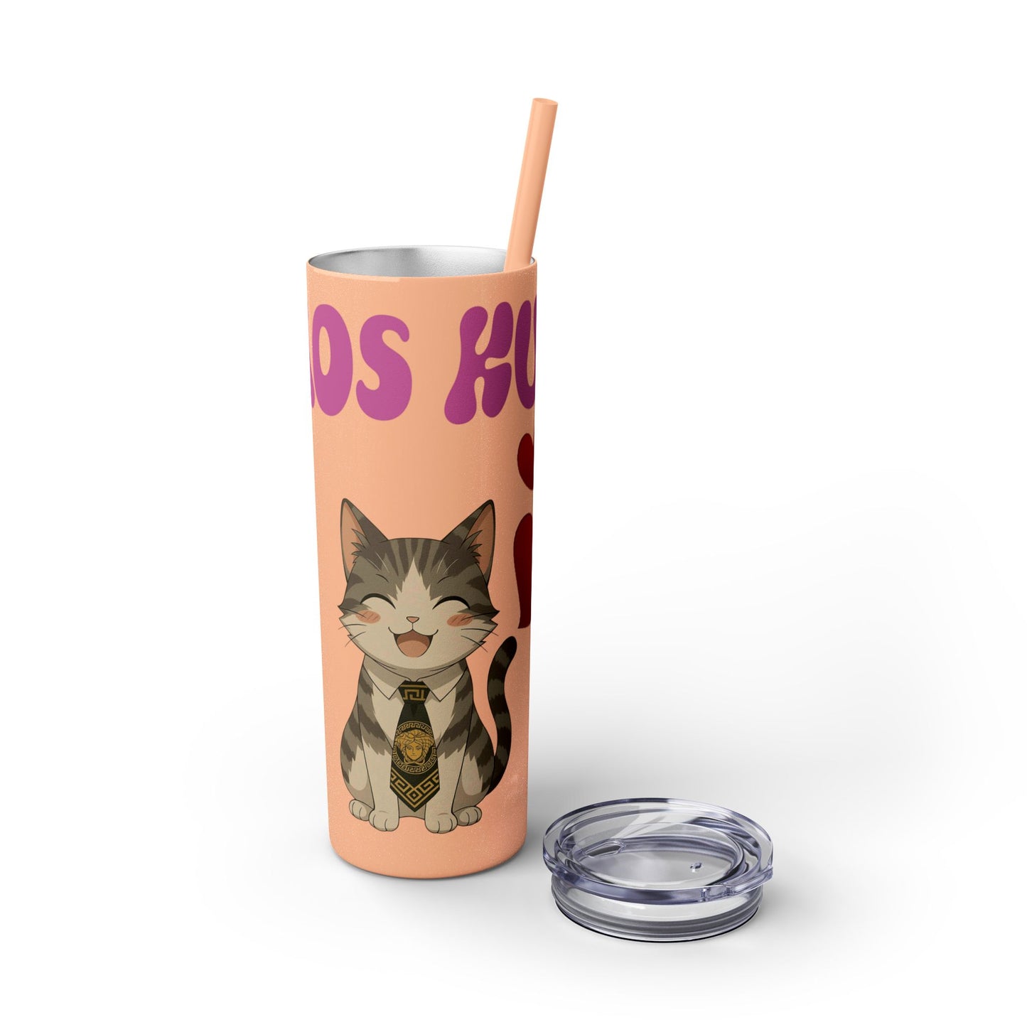 Cute Kaos Kubs Skinny Tumbler with Straw | 20oz Insulated Travel Cup