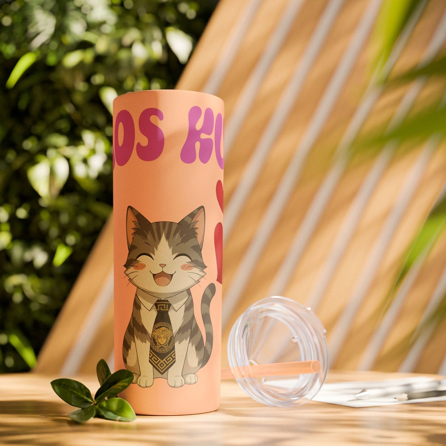 Cute Kaos Kubs Skinny Tumbler with Straw | 20oz Insulated Travel Cup