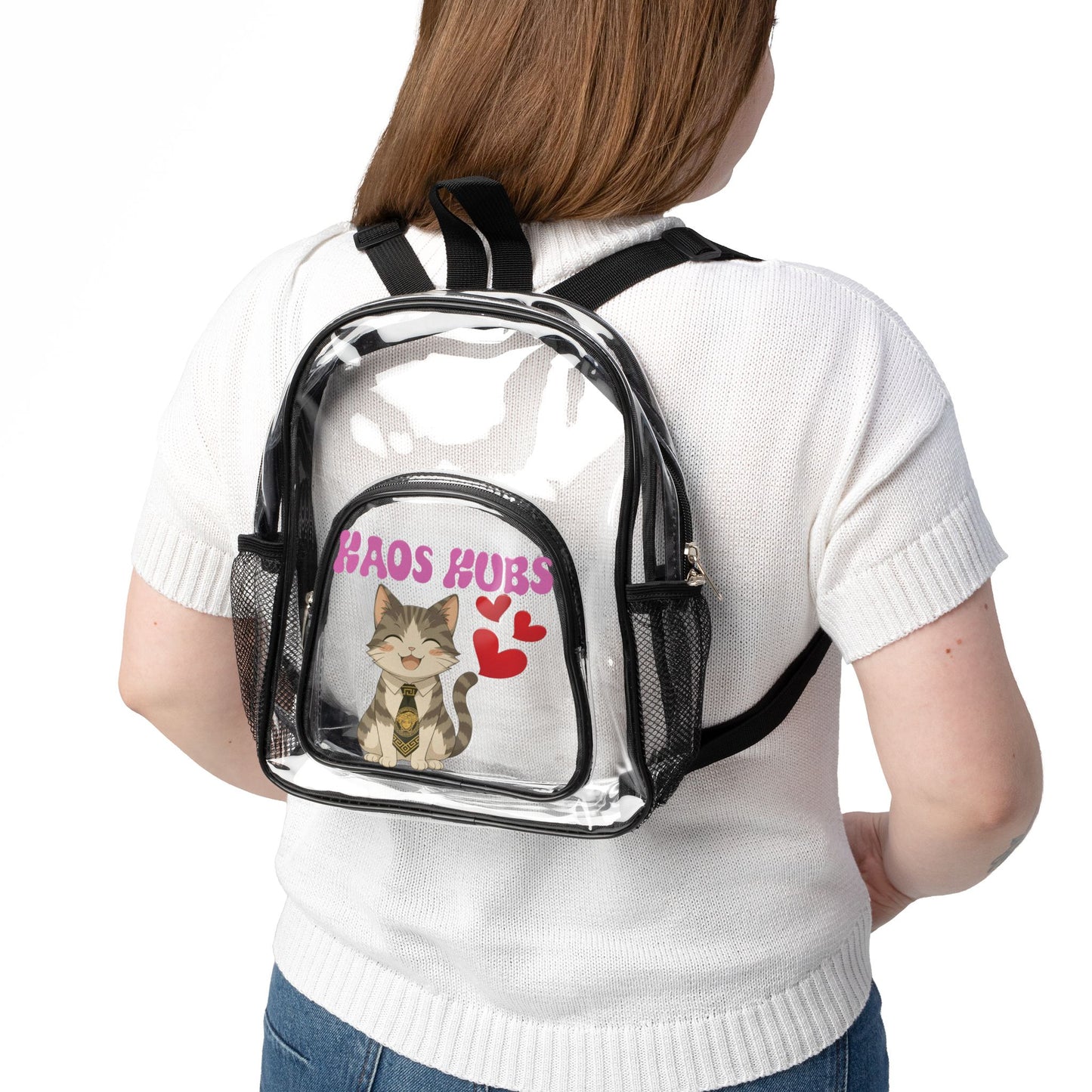 Cute Clear Stadium Backpack with Kaos Kubs Design