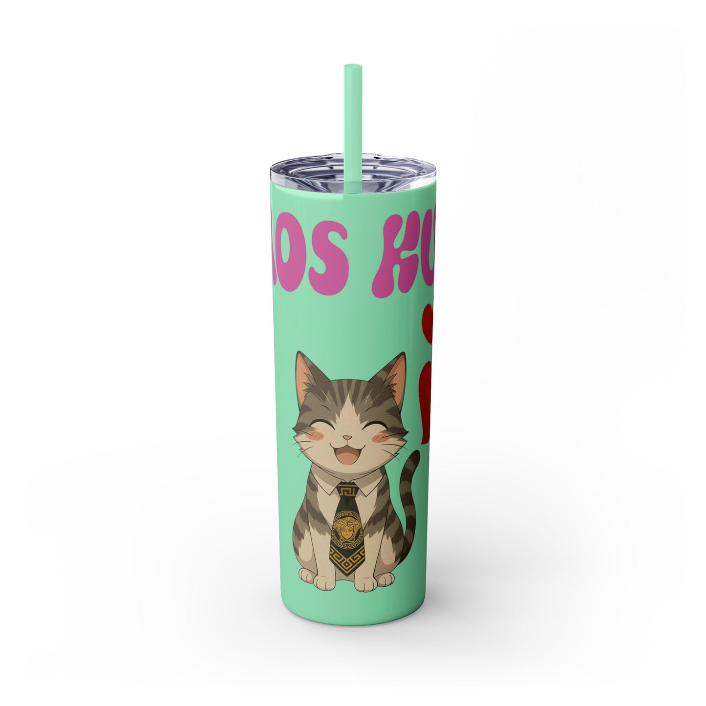 Cute Kaos Kubs Skinny Tumbler with Straw | 20oz Insulated Travel Cup