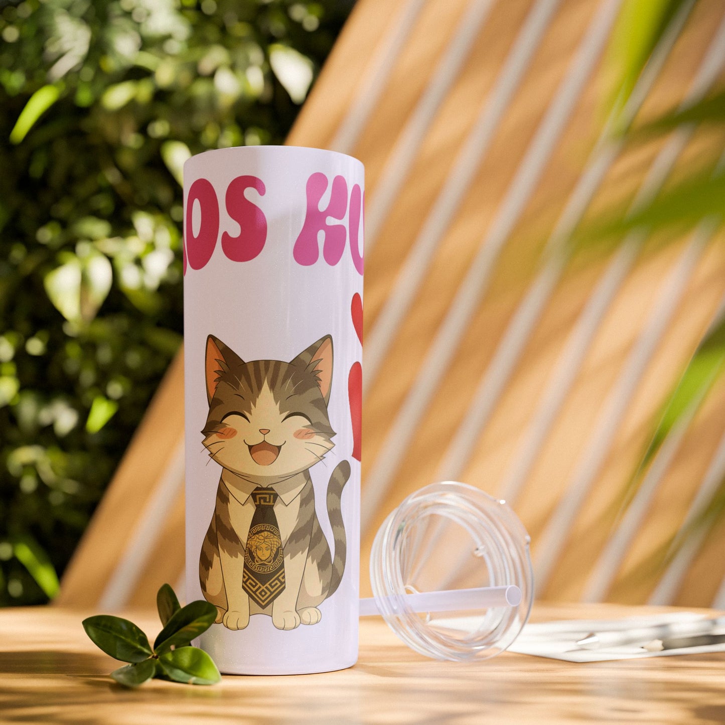 Cute Kaos Kubs Skinny Tumbler with Straw | 20oz Insulated Travel Cup