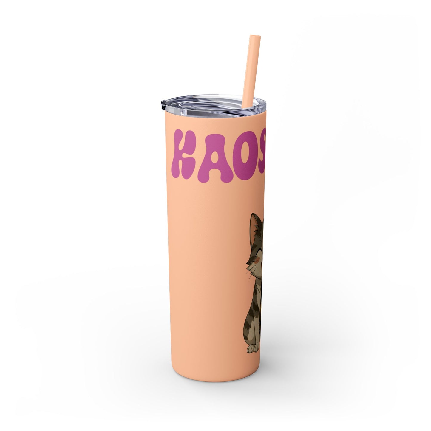 Cute Kaos Kubs Skinny Tumbler with Straw | 20oz Insulated Travel Cup