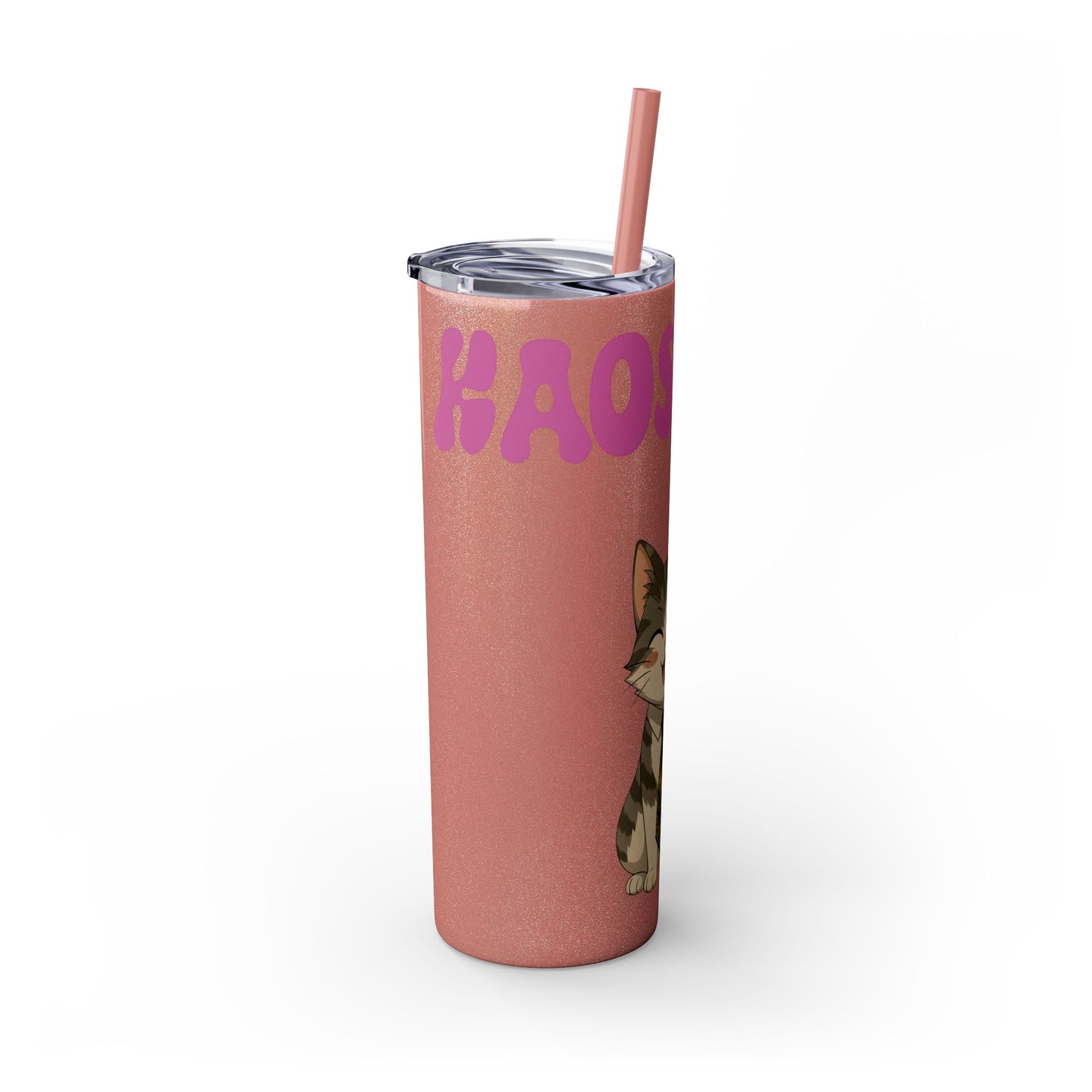Cute Kaos Kubs Skinny Tumbler with Straw | 20oz Insulated Travel Cup
