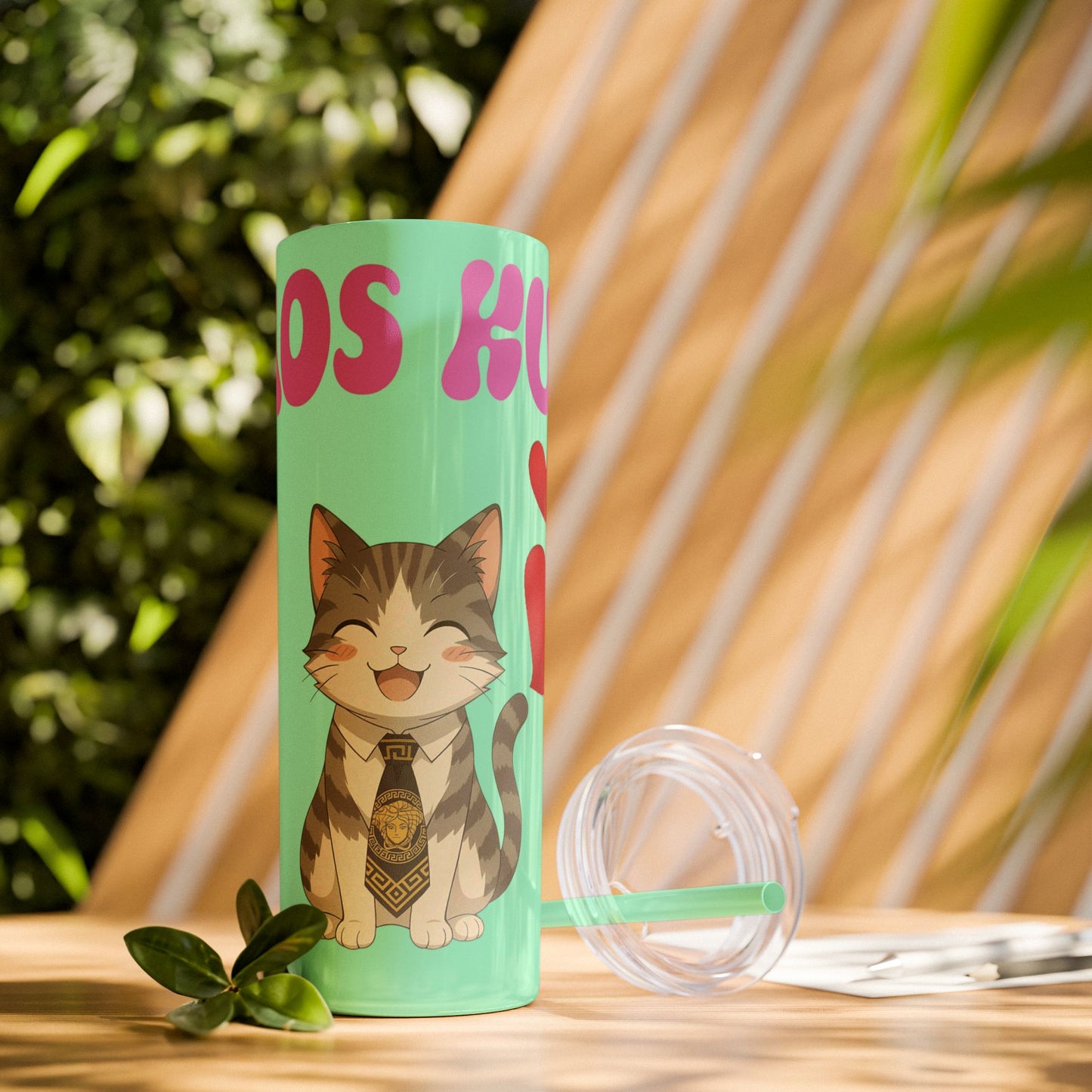 Cute Kaos Kubs Skinny Tumbler with Straw | 20oz Insulated Travel Cup