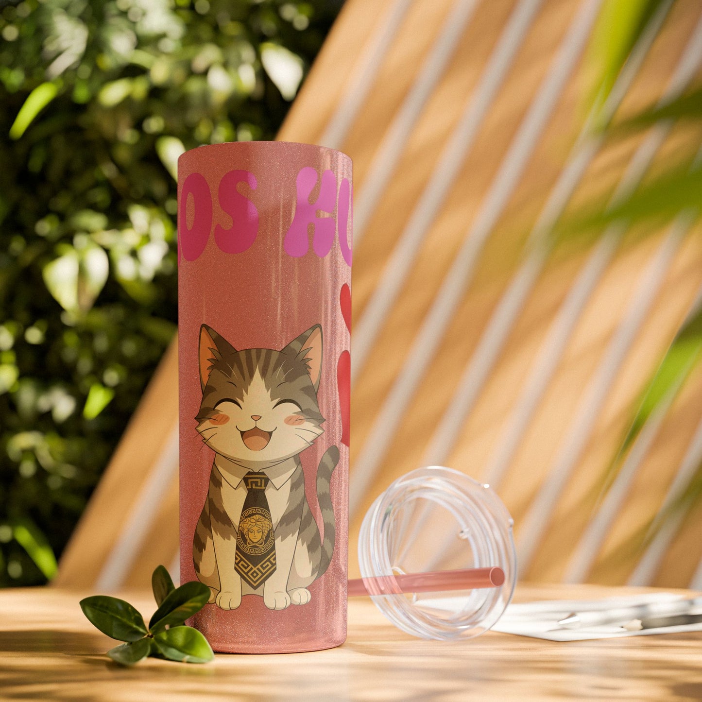 Cute Kaos Kubs Skinny Tumbler with Straw | 20oz Insulated Travel Cup