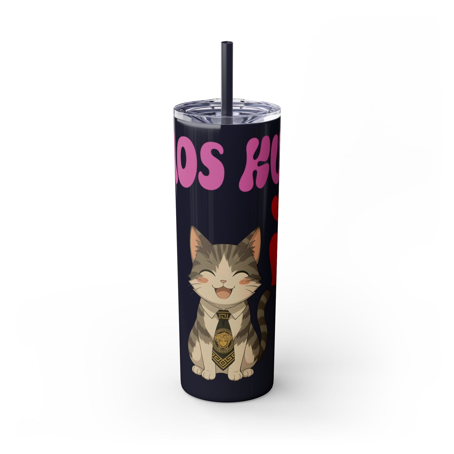 Cute Kaos Kubs Skinny Tumbler with Straw | 20oz Insulated Travel Cup