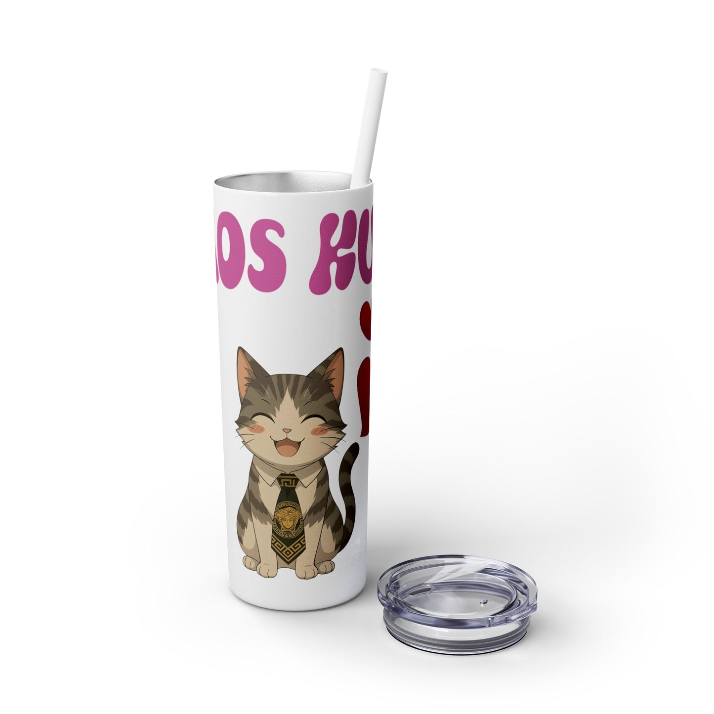 Cute Kaos Kubs Skinny Tumbler with Straw | 20oz Insulated Travel Cup