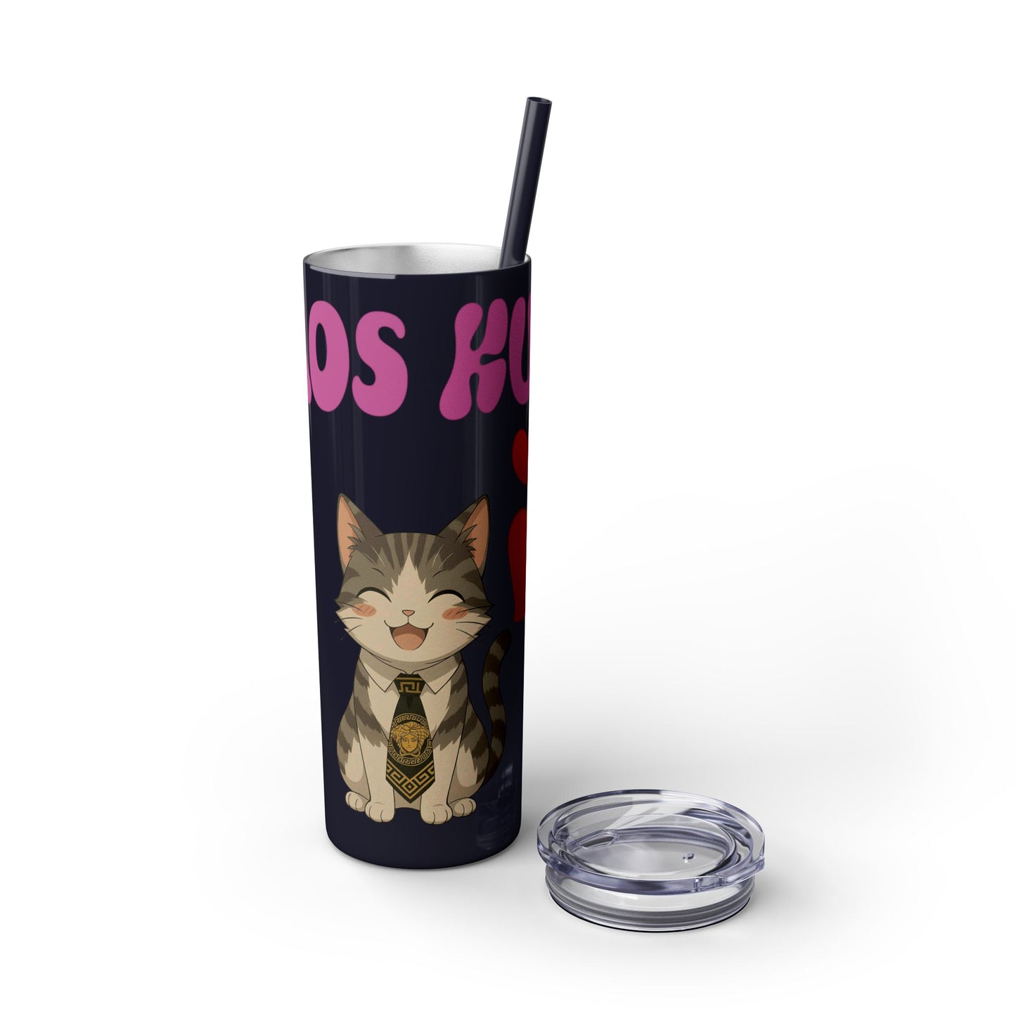 Cute Kaos Kubs Skinny Tumbler with Straw | 20oz Insulated Travel Cup