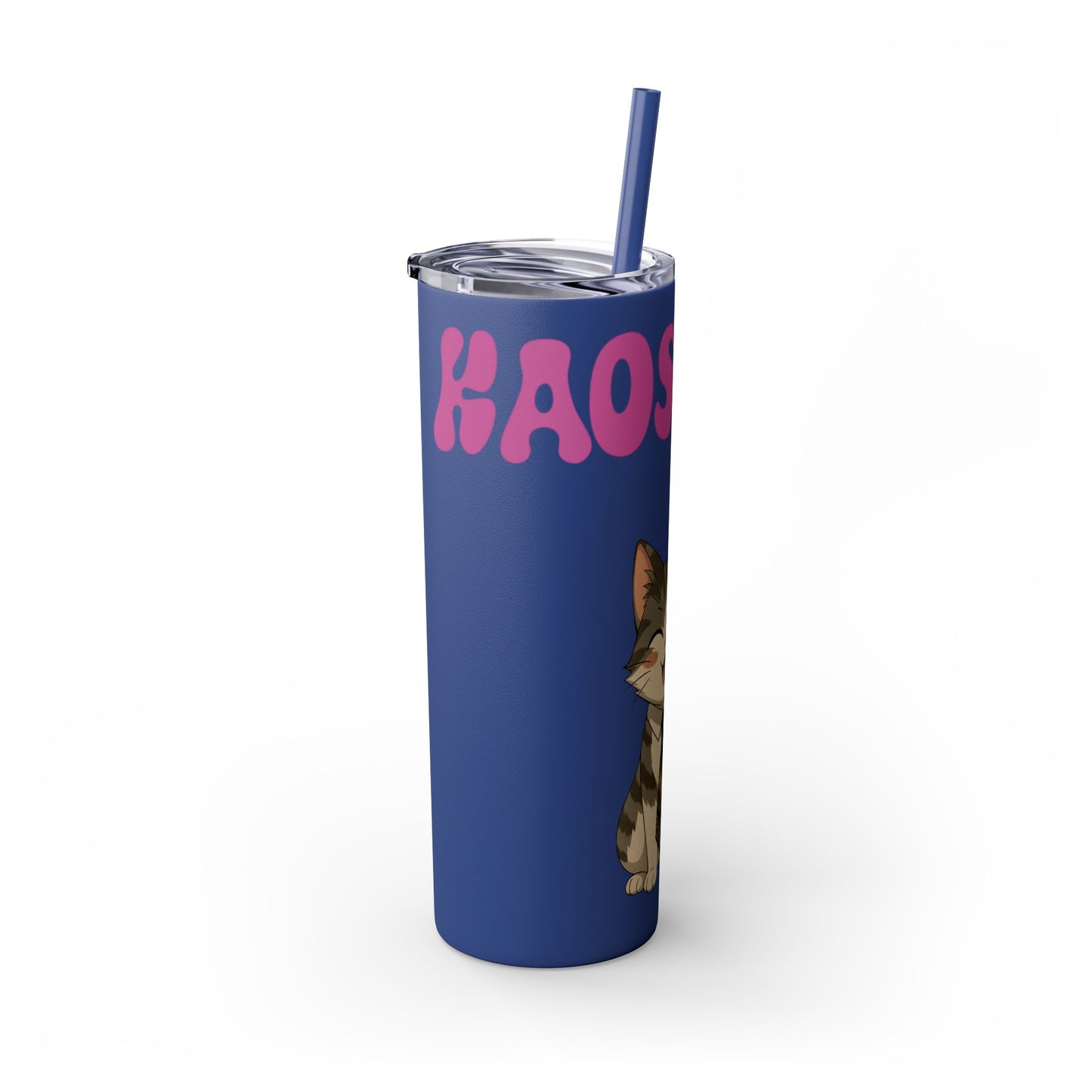 Cute Kaos Kubs Skinny Tumbler with Straw | 20oz Insulated Travel Cup