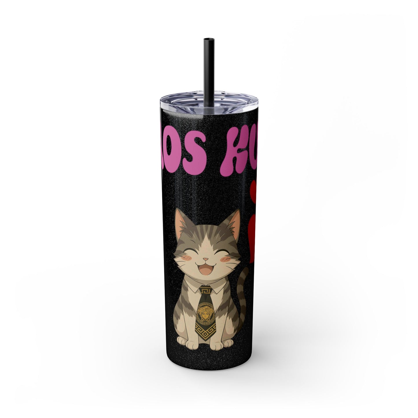 Cute Kaos Kubs Skinny Tumbler with Straw | 20oz Insulated Travel Cup