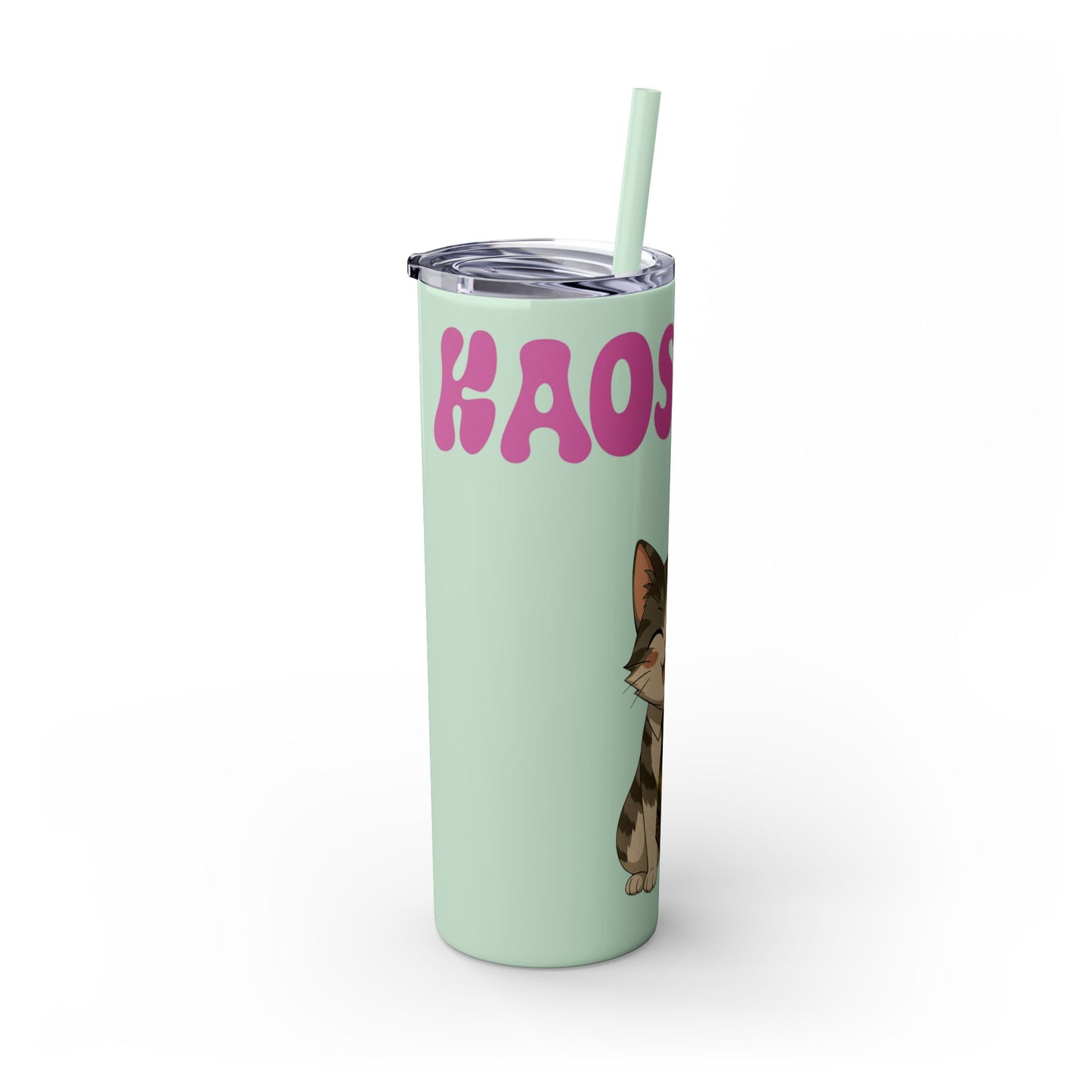 Cute Kaos Kubs Skinny Tumbler with Straw | 20oz Insulated Travel Cup