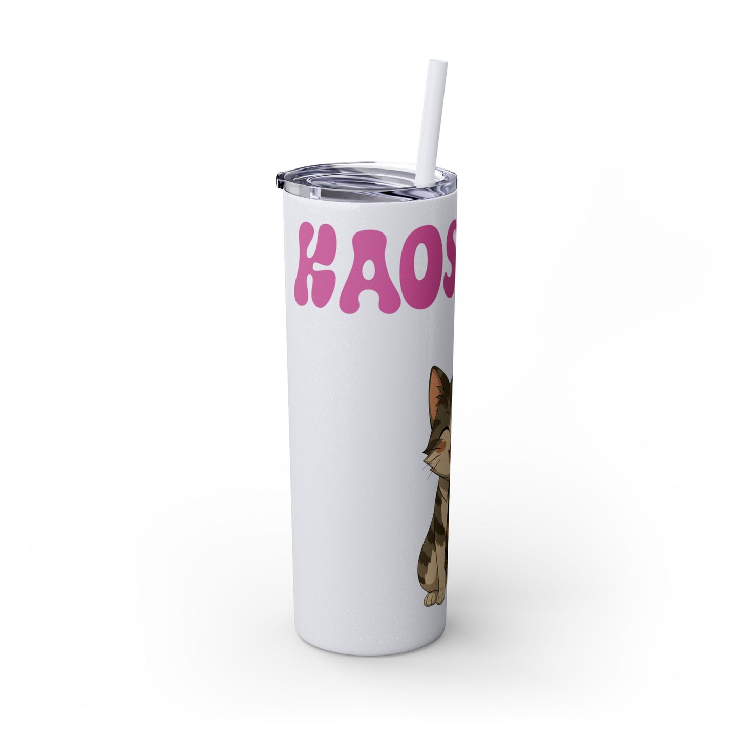 Cute Kaos Kubs Skinny Tumbler with Straw | 20oz Insulated Travel Cup