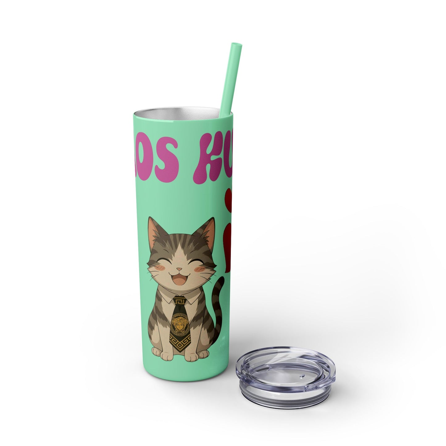 Cute Kaos Kubs Skinny Tumbler with Straw | 20oz Insulated Travel Cup