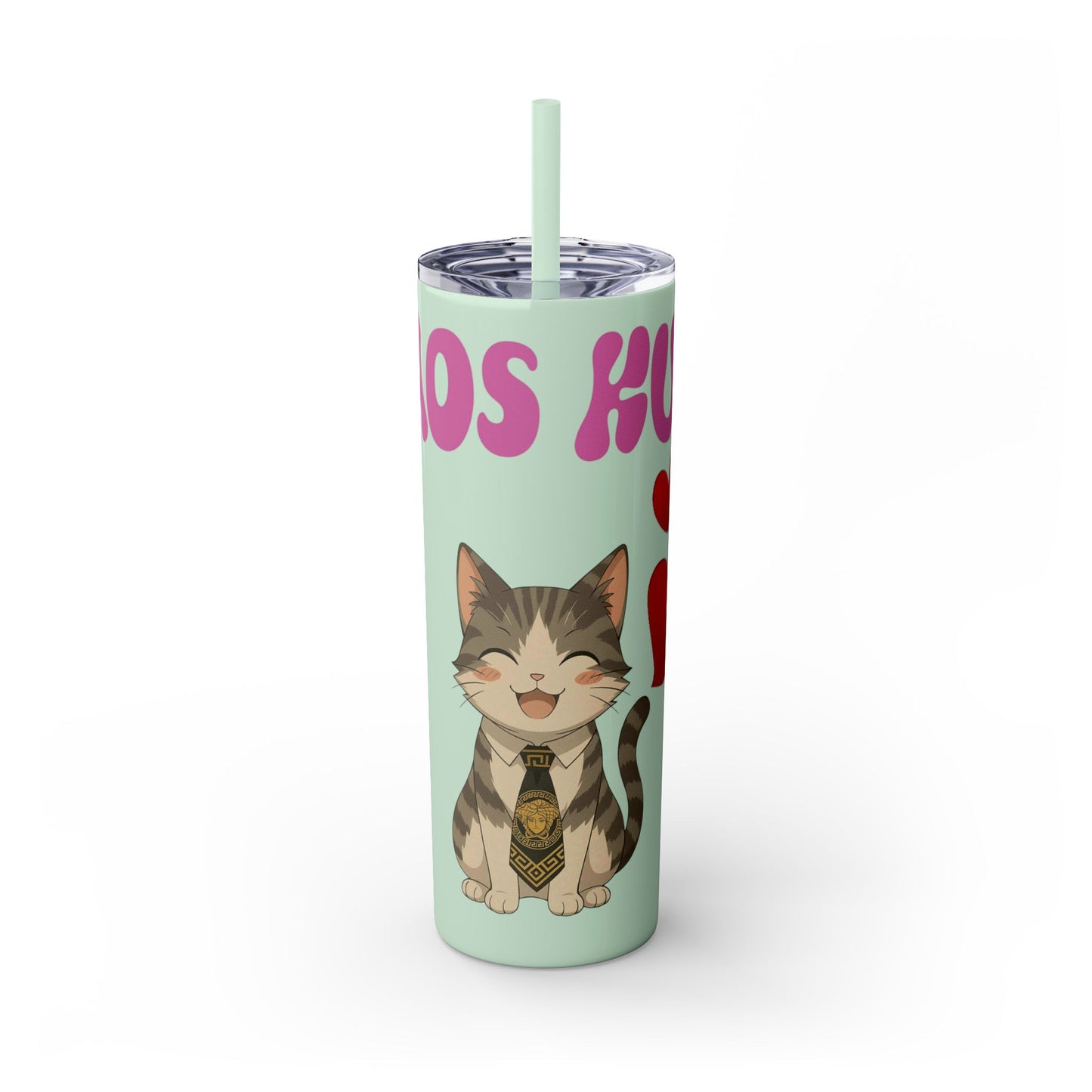 Cute Kaos Kubs Skinny Tumbler with Straw | 20oz Insulated Travel Cup
