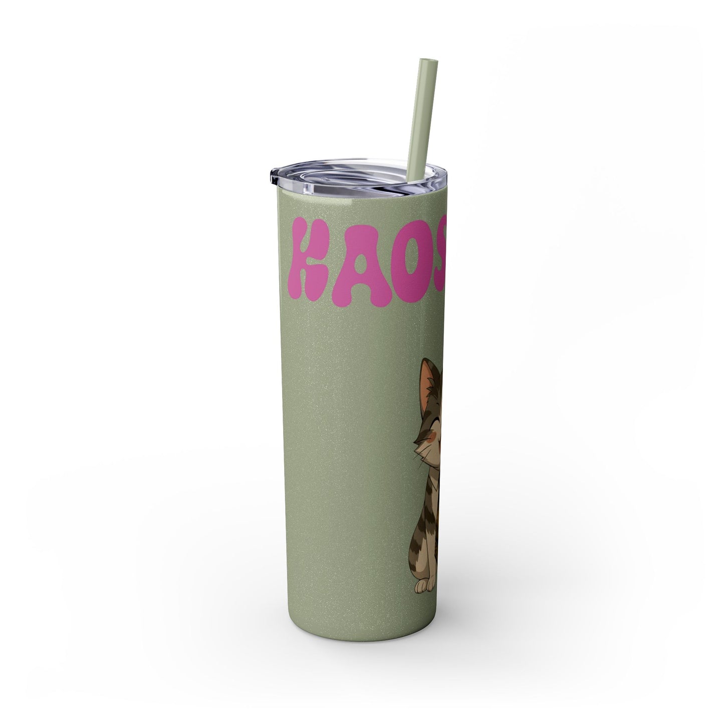Cute Kaos Kubs Skinny Tumbler with Straw | 20oz Insulated Travel Cup