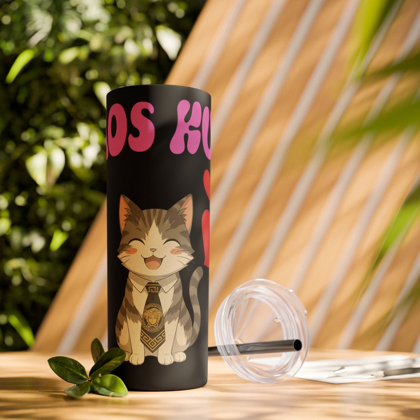 Cute Kaos Kubs Skinny Tumbler with Straw | 20oz Insulated Travel Cup