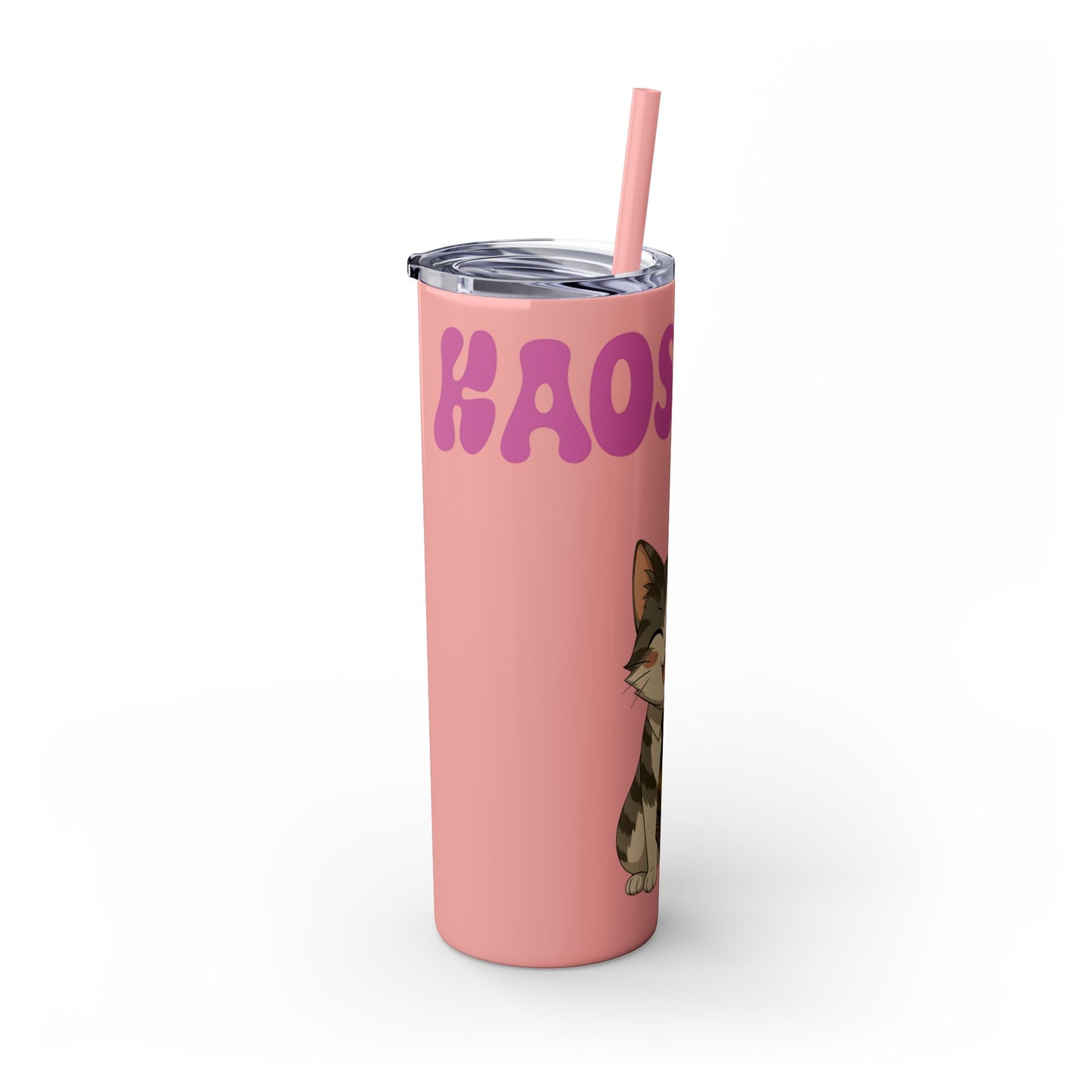 Cute Kaos Kubs Skinny Tumbler with Straw | 20oz Insulated Travel Cup