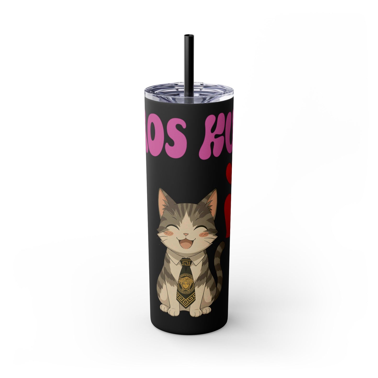 Cute Kaos Kubs Skinny Tumbler with Straw | 20oz Insulated Travel Cup
