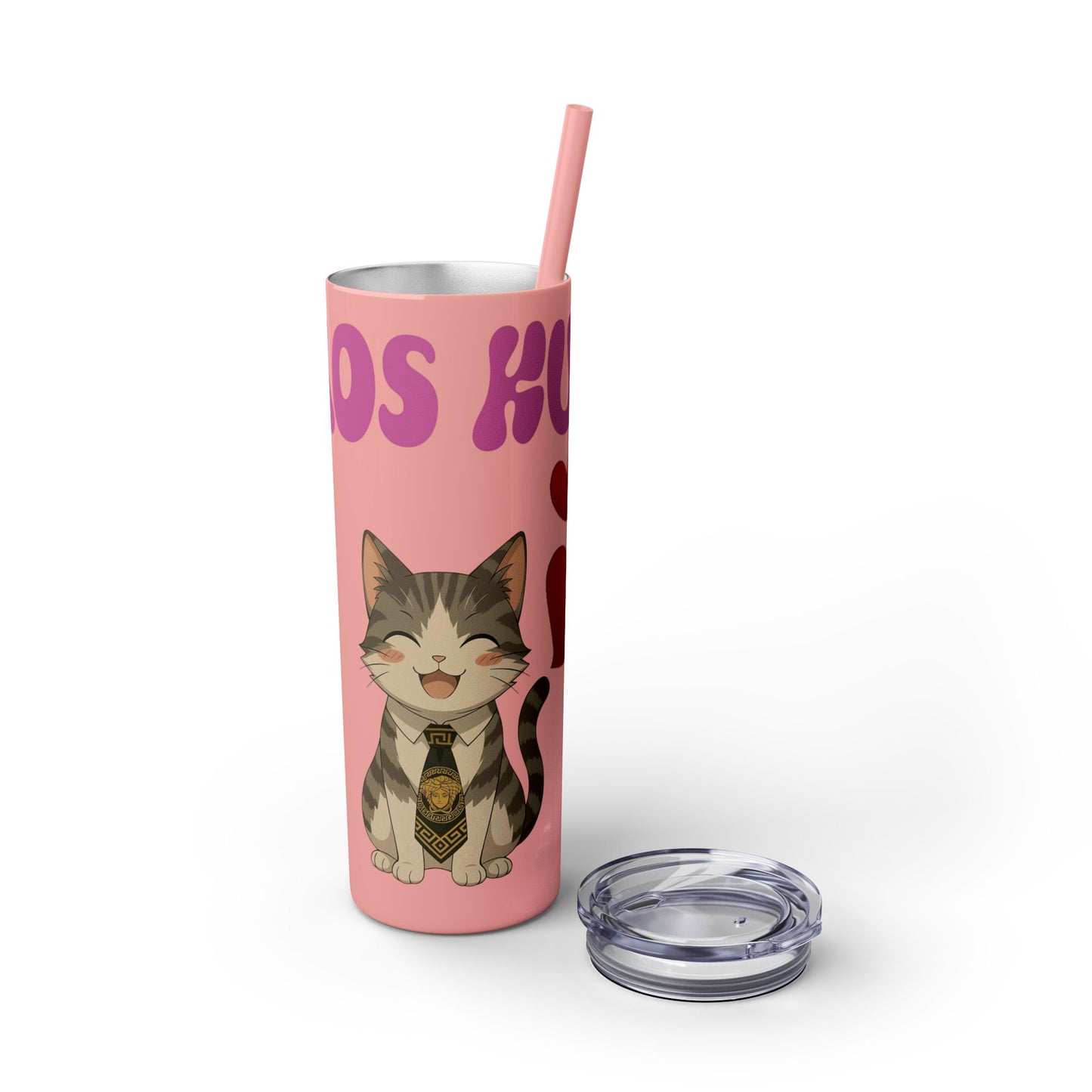Cute Kaos Kubs Skinny Tumbler with Straw | 20oz Insulated Travel Cup