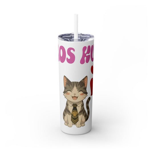 Cute Kaos Kubs Skinny Tumbler with Straw | 20oz Insulated Travel Cup