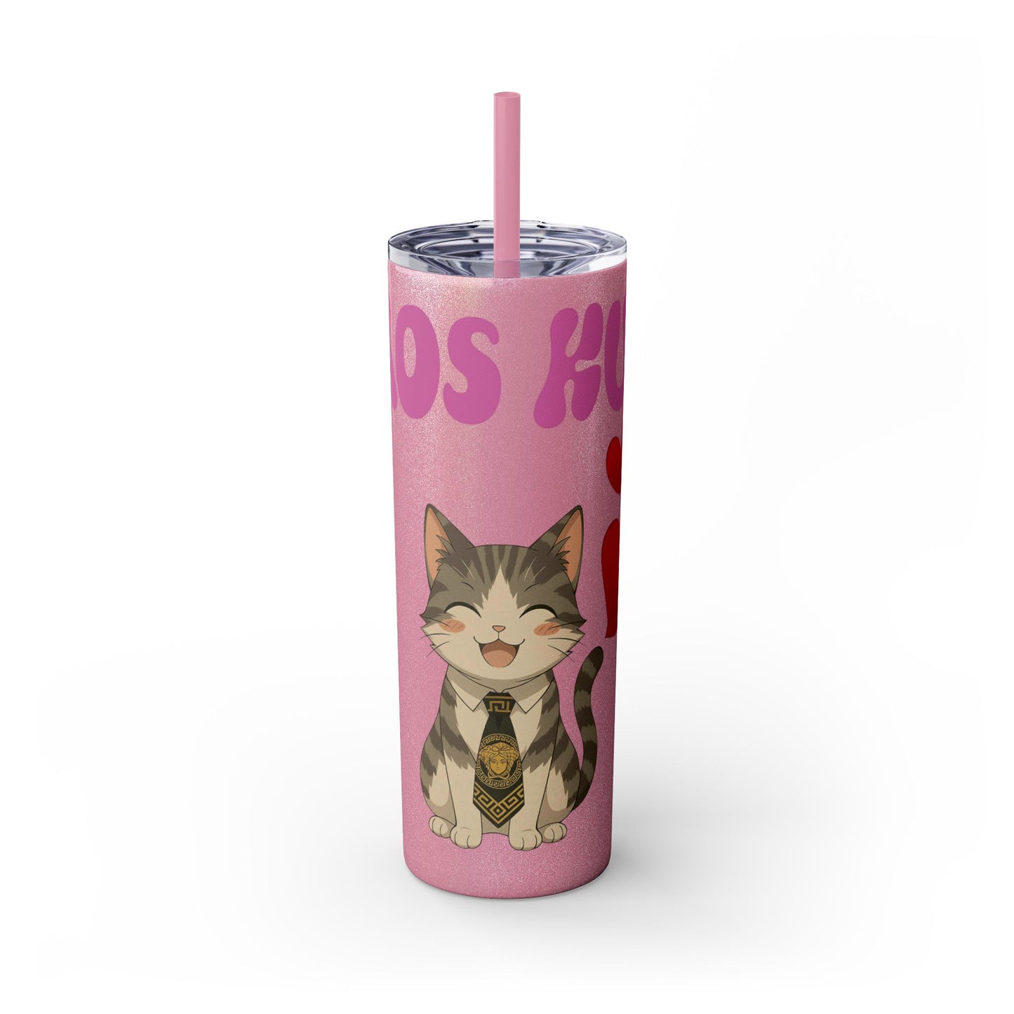 Cute Kaos Kubs Skinny Tumbler with Straw | 20oz Insulated Travel Cup