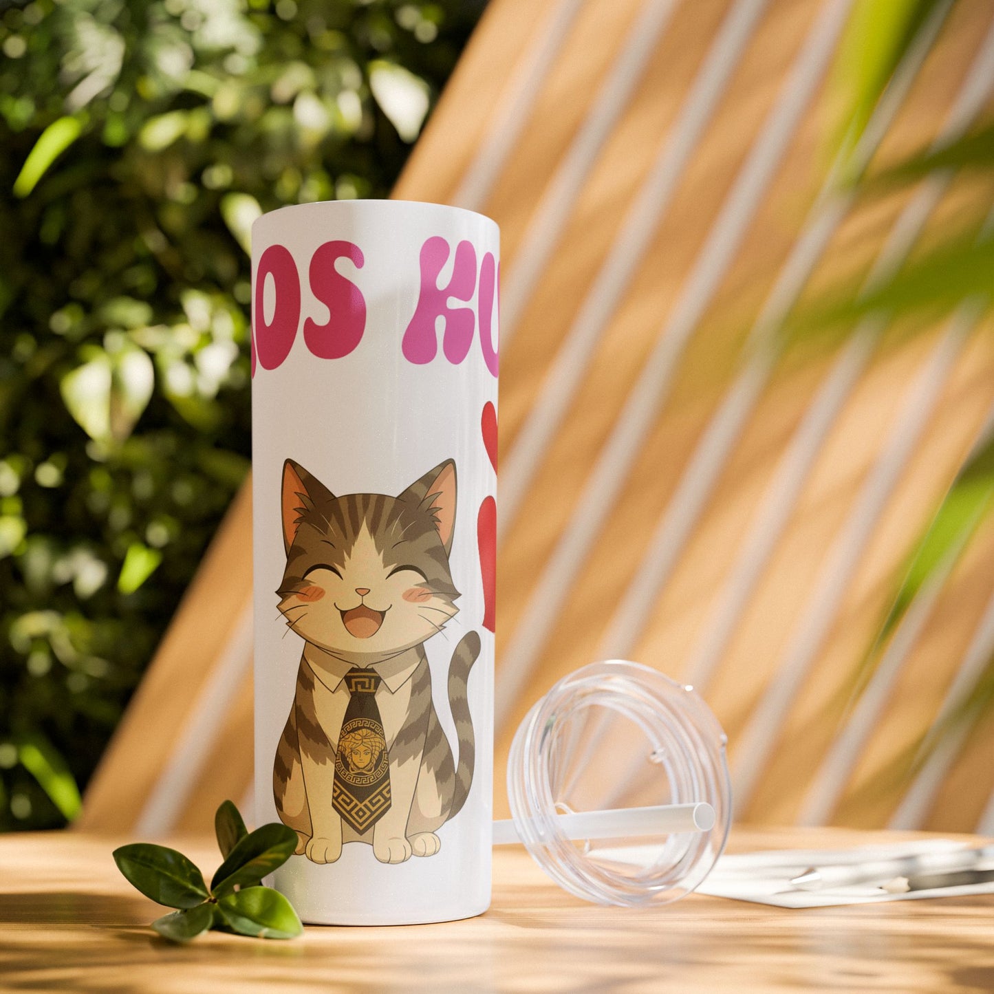 Cute Kaos Kubs Skinny Tumbler with Straw | 20oz Insulated Travel Cup