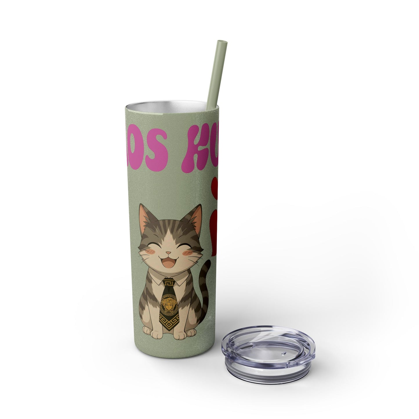 Cute Kaos Kubs Skinny Tumbler with Straw | 20oz Insulated Travel Cup