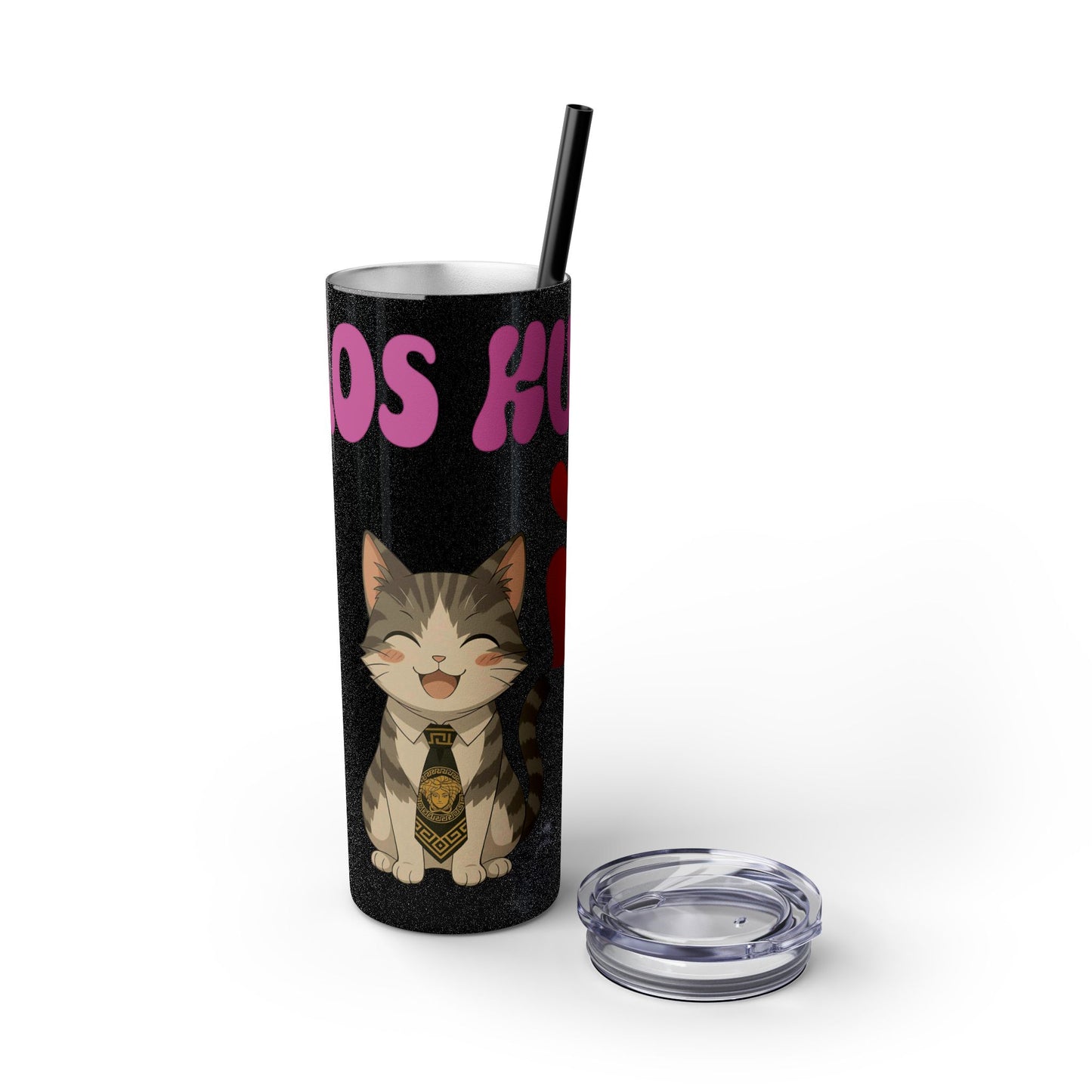 Cute Kaos Kubs Skinny Tumbler with Straw | 20oz Insulated Travel Cup