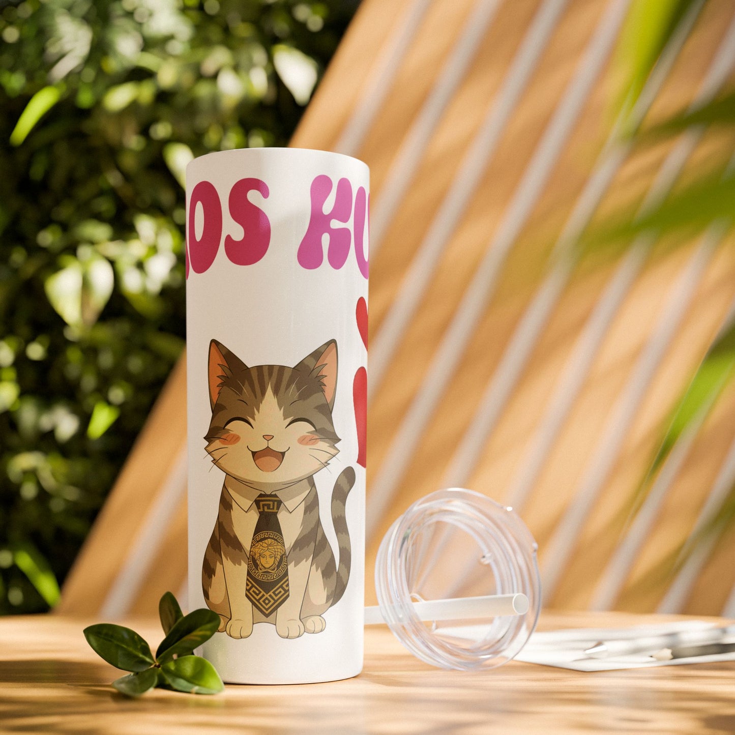 Cute Kaos Kubs Skinny Tumbler with Straw | 20oz Insulated Travel Cup