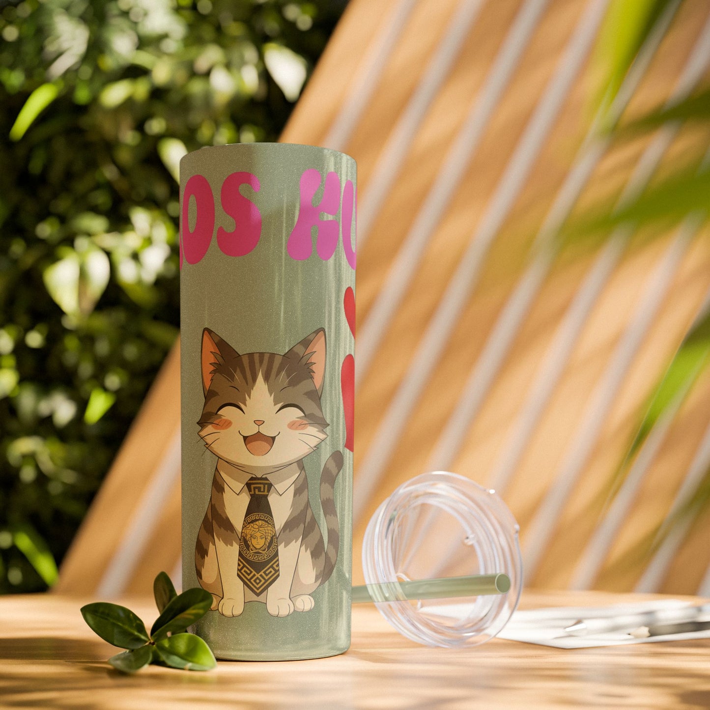 Cute Kaos Kubs Skinny Tumbler with Straw | 20oz Insulated Travel Cup