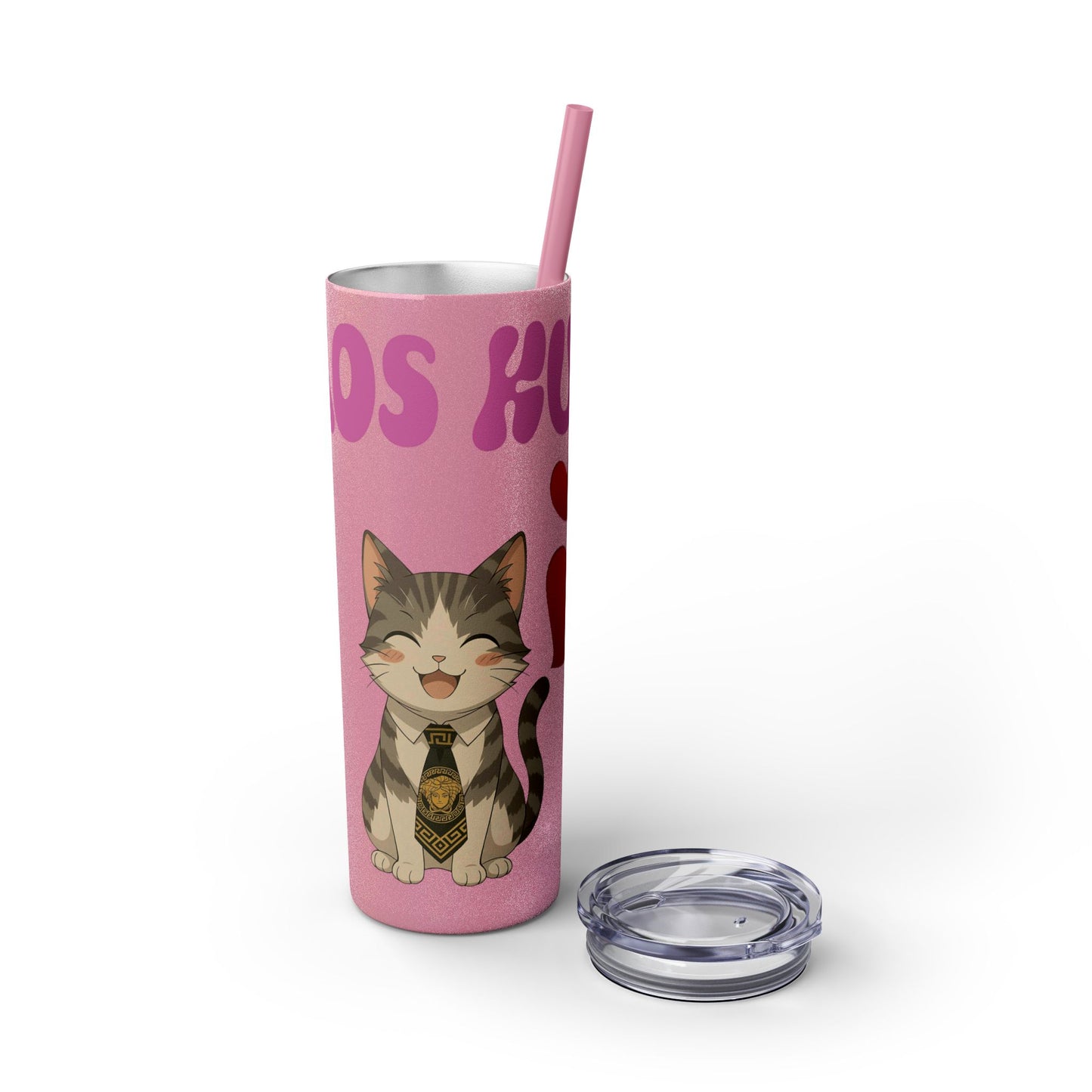 Cute Kaos Kubs Skinny Tumbler with Straw | 20oz Insulated Travel Cup