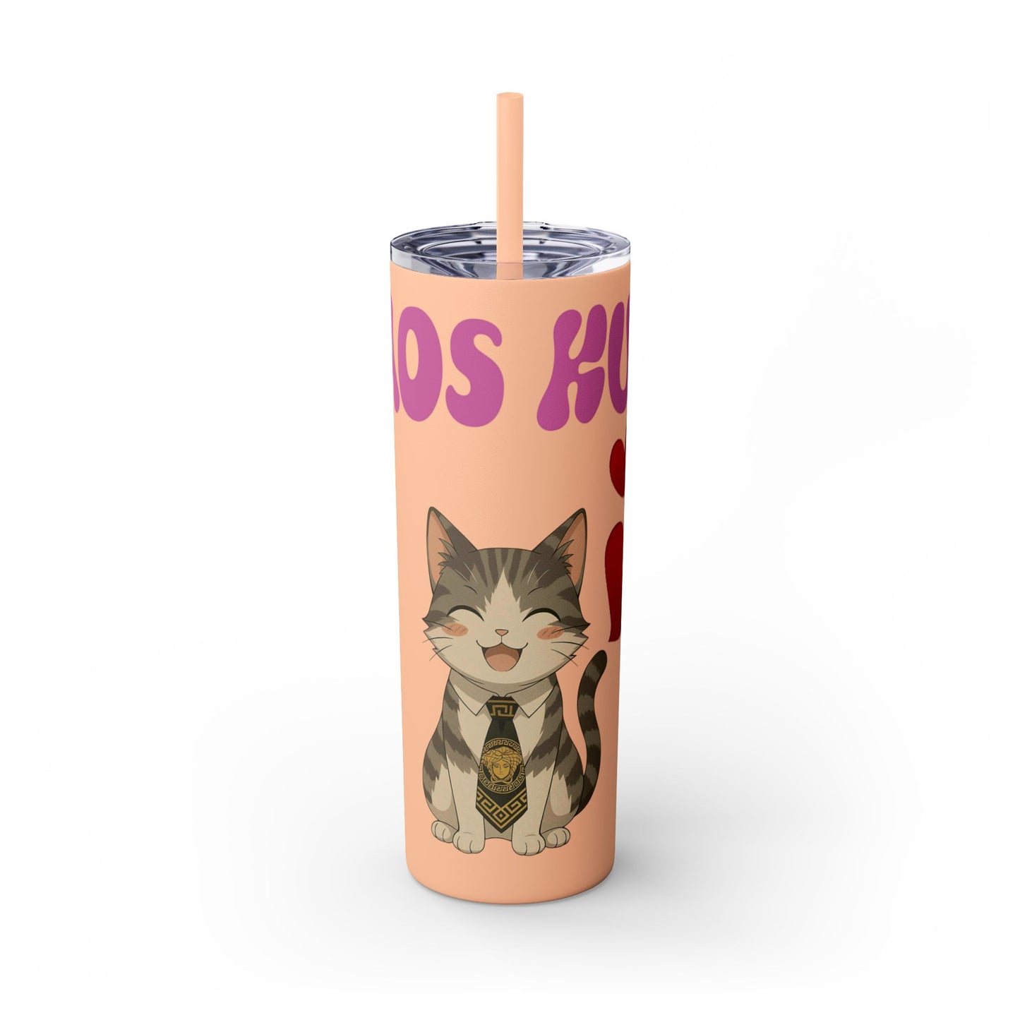 Cute Kaos Kubs Skinny Tumbler with Straw | 20oz Insulated Travel Cup