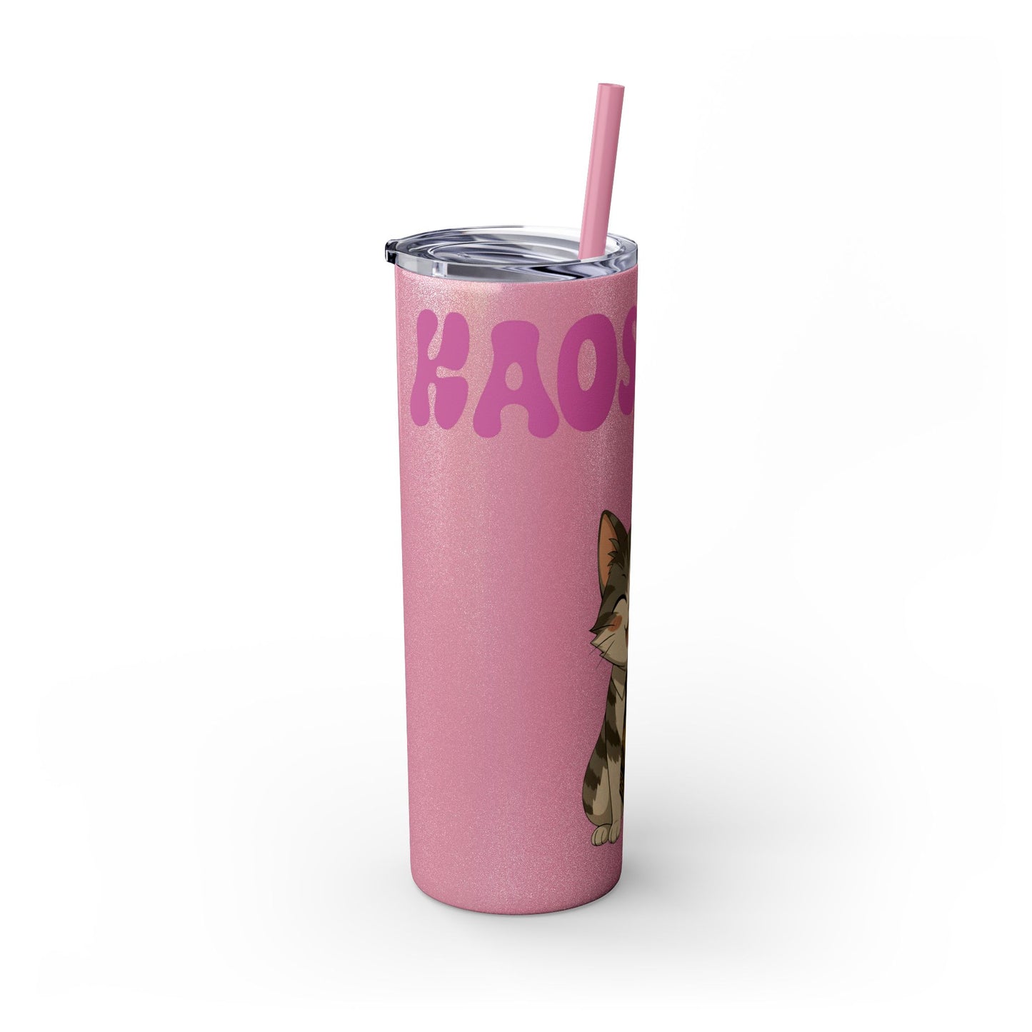 Cute Kaos Kubs Skinny Tumbler with Straw | 20oz Insulated Travel Cup