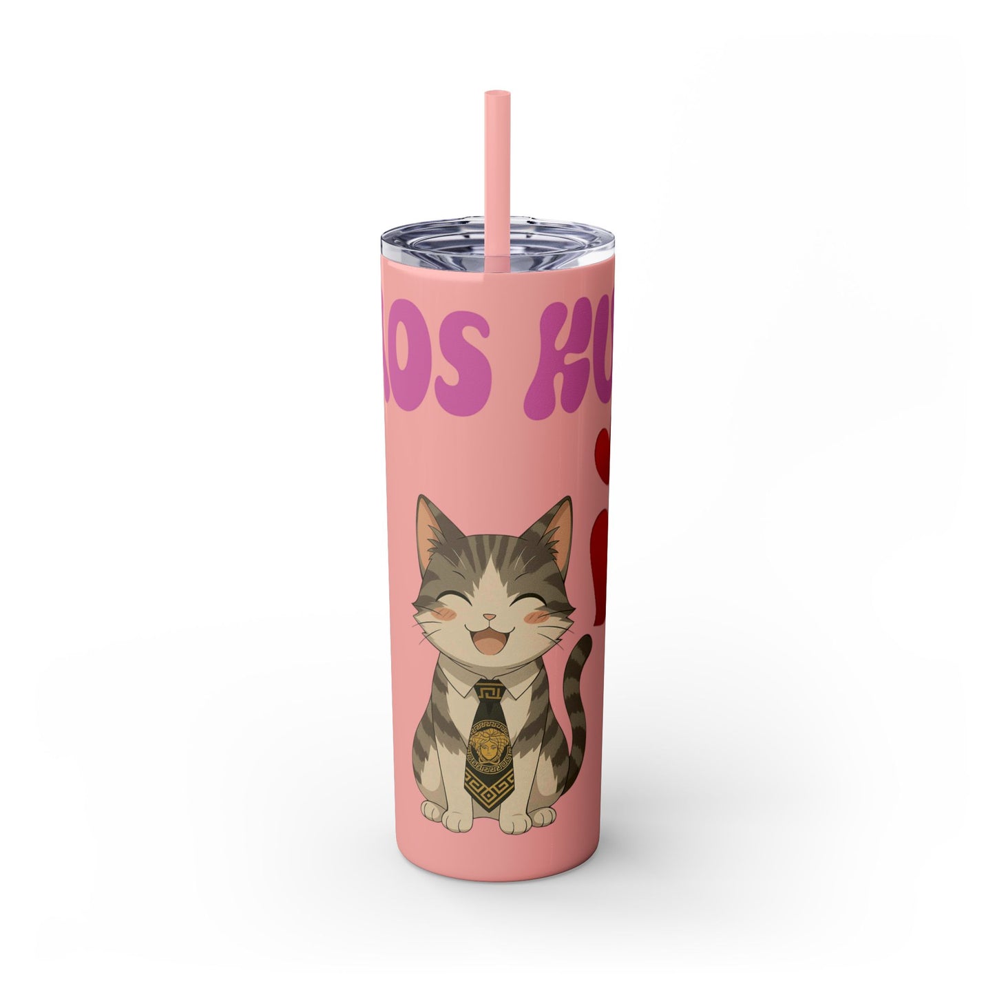 Cute Kaos Kubs Skinny Tumbler with Straw | 20oz Insulated Travel Cup