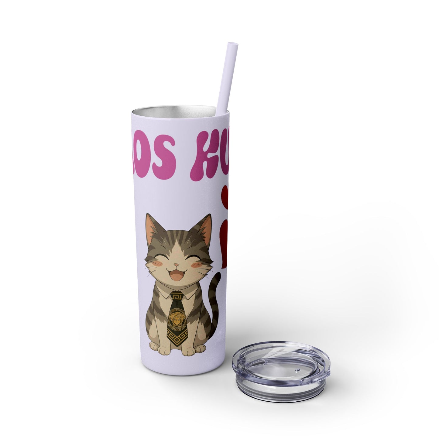 Cute Kaos Kubs Skinny Tumbler with Straw | 20oz Insulated Travel Cup