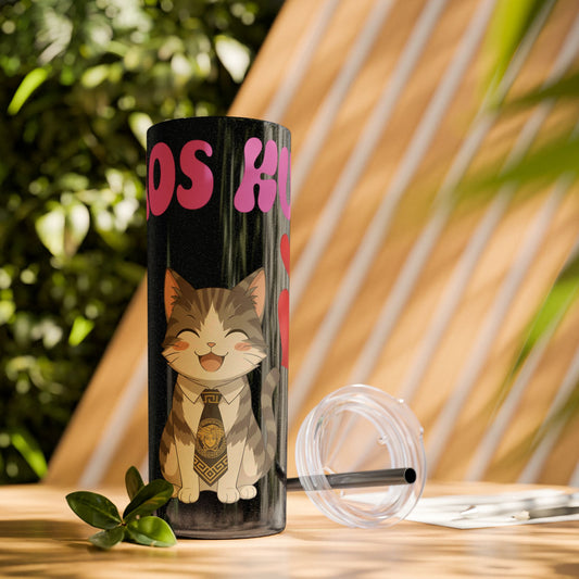 Cute Kaos Kubs Skinny Tumbler with Straw | 20oz Insulated Travel Cup