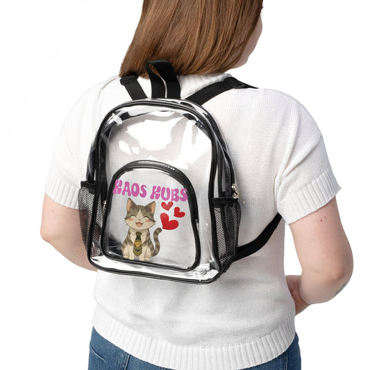 Cute Clear Stadium Backpack with Kaos Kubs Design